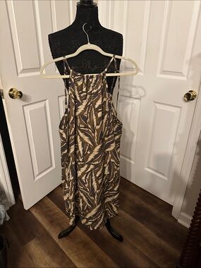 Prana Brown Abstract Print Sleeveless Midi Maxi Dress Boho
